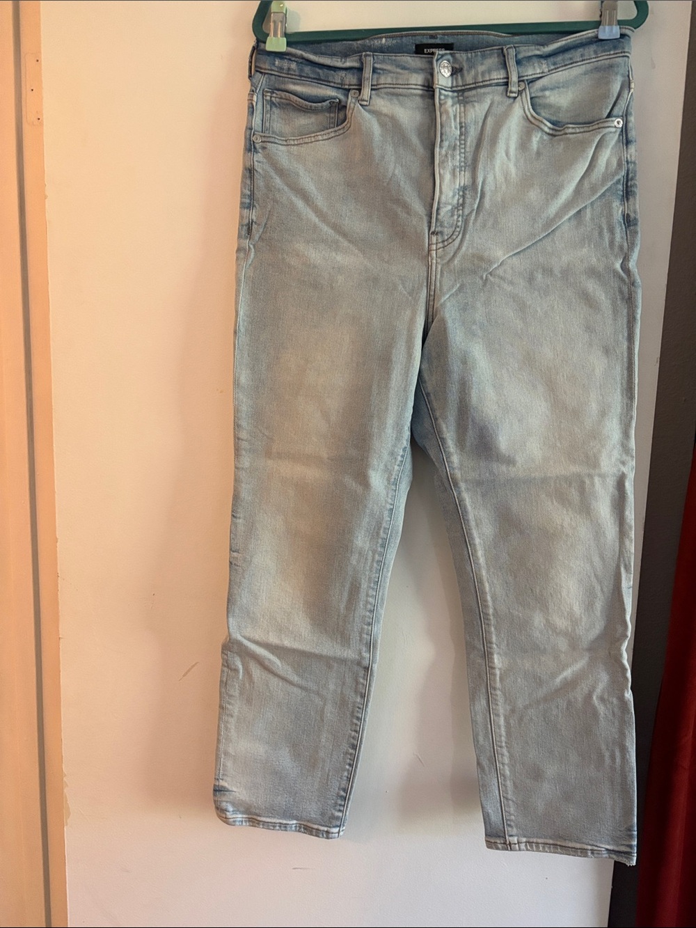 Express Slim Super High rise Light Wash Jeans - Casual Everyday Style